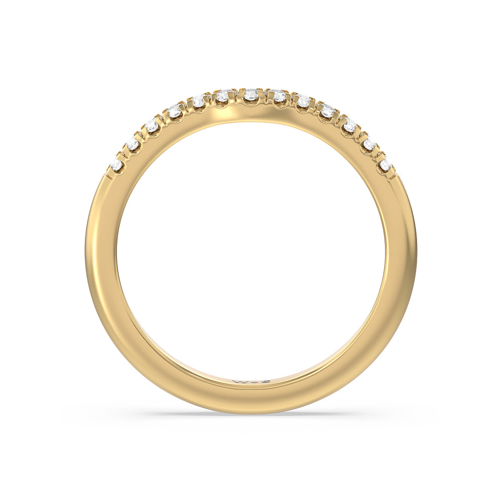 Lyra Midi Micro Pave Diamond Wedding Band with 18KT Yellow Gold Cut Diamond in 14KT Yellow Gold view 2

