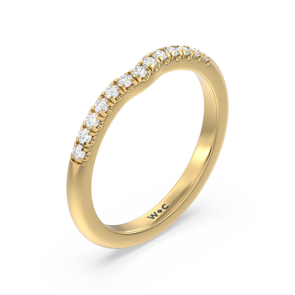 Lyra Midi Micro Pave Diamond Wedding Band with 18KT Yellow Gold Cut Diamond in 14KT Yellow Gold view 4
