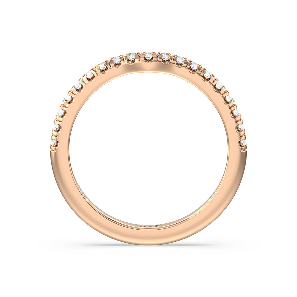 Vela Micro Pave Diamond Wedding Band with 18KT Rose Gold Cut Diamond in 14KT Rose Gold view 2
