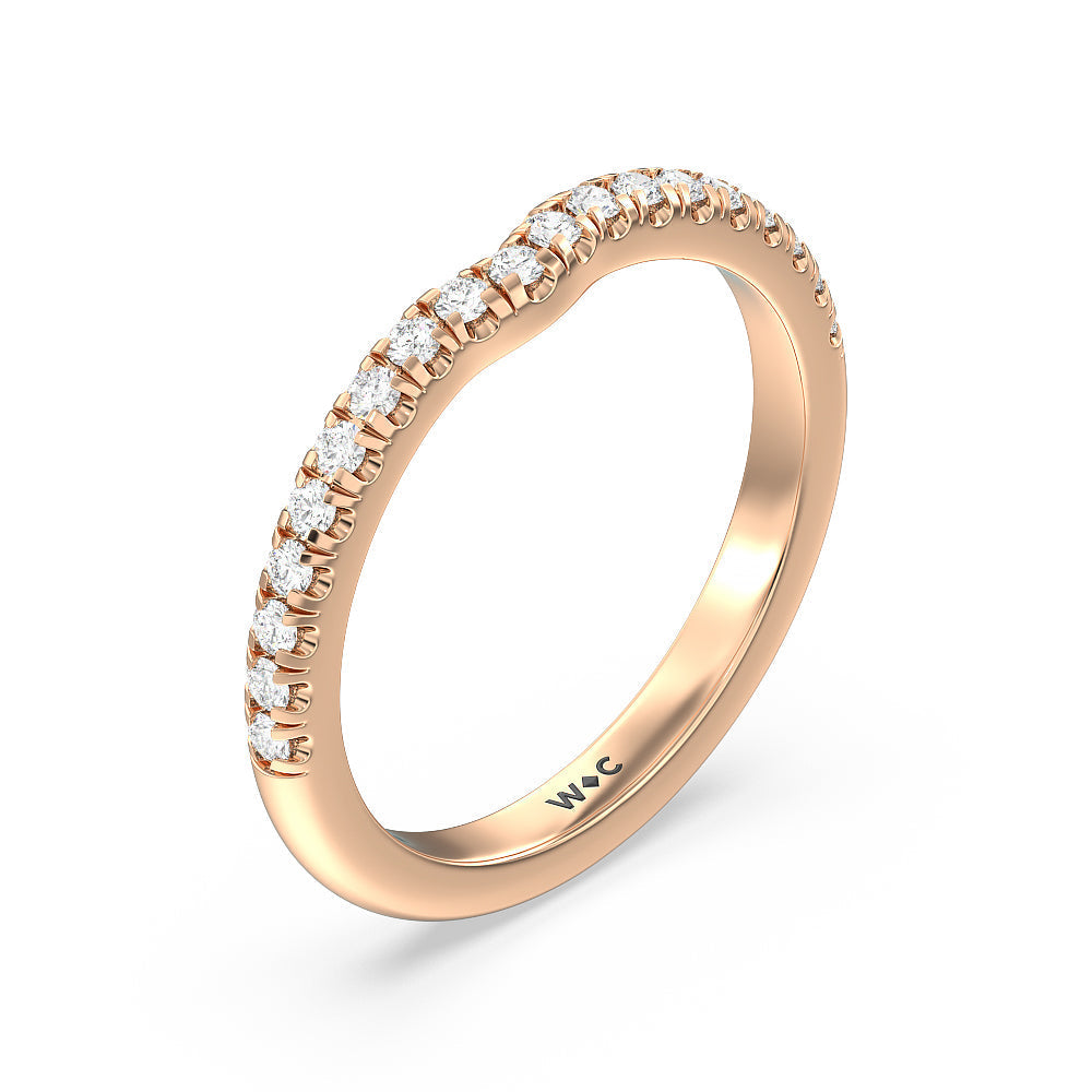 Vela Micro Pave Diamond Wedding Band with 18KT Rose Gold Cut Diamond in 14KT Rose Gold view 4
