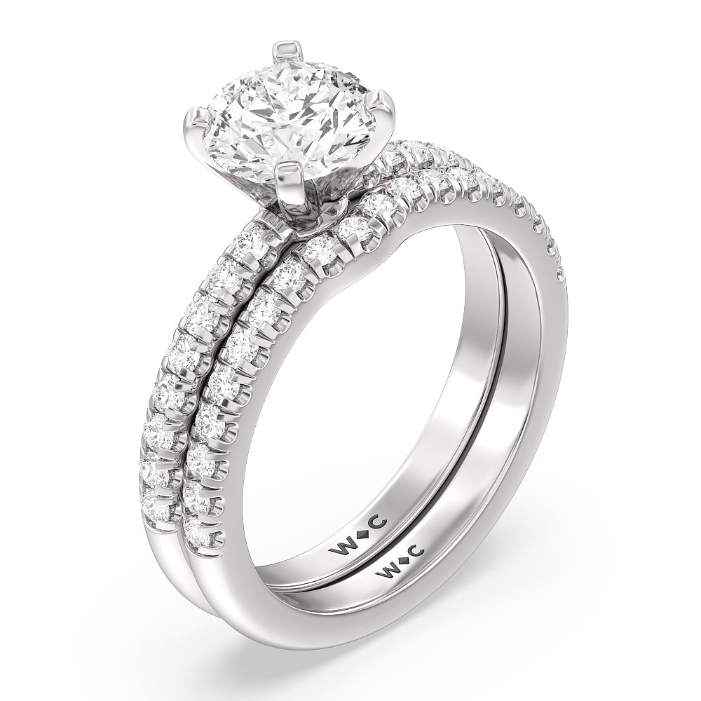 Vela Micro Pave Diamond Wedding Band with Platinum Cut Diamond in 14KT Platinum view 3
