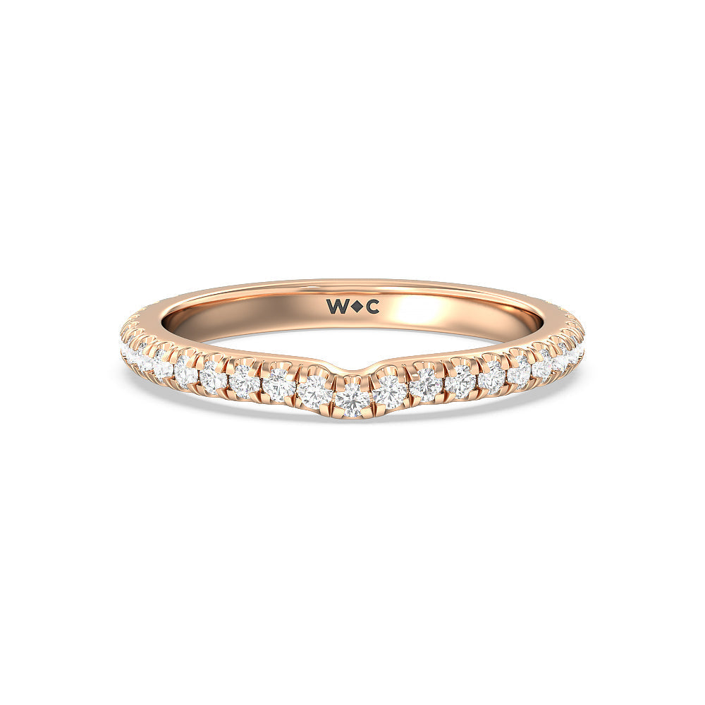 Ara Medi Micro Pave Diamond Wedding Band with 18KT Rose Gold Cut Diamond in 14KT Rose Gold view 1
