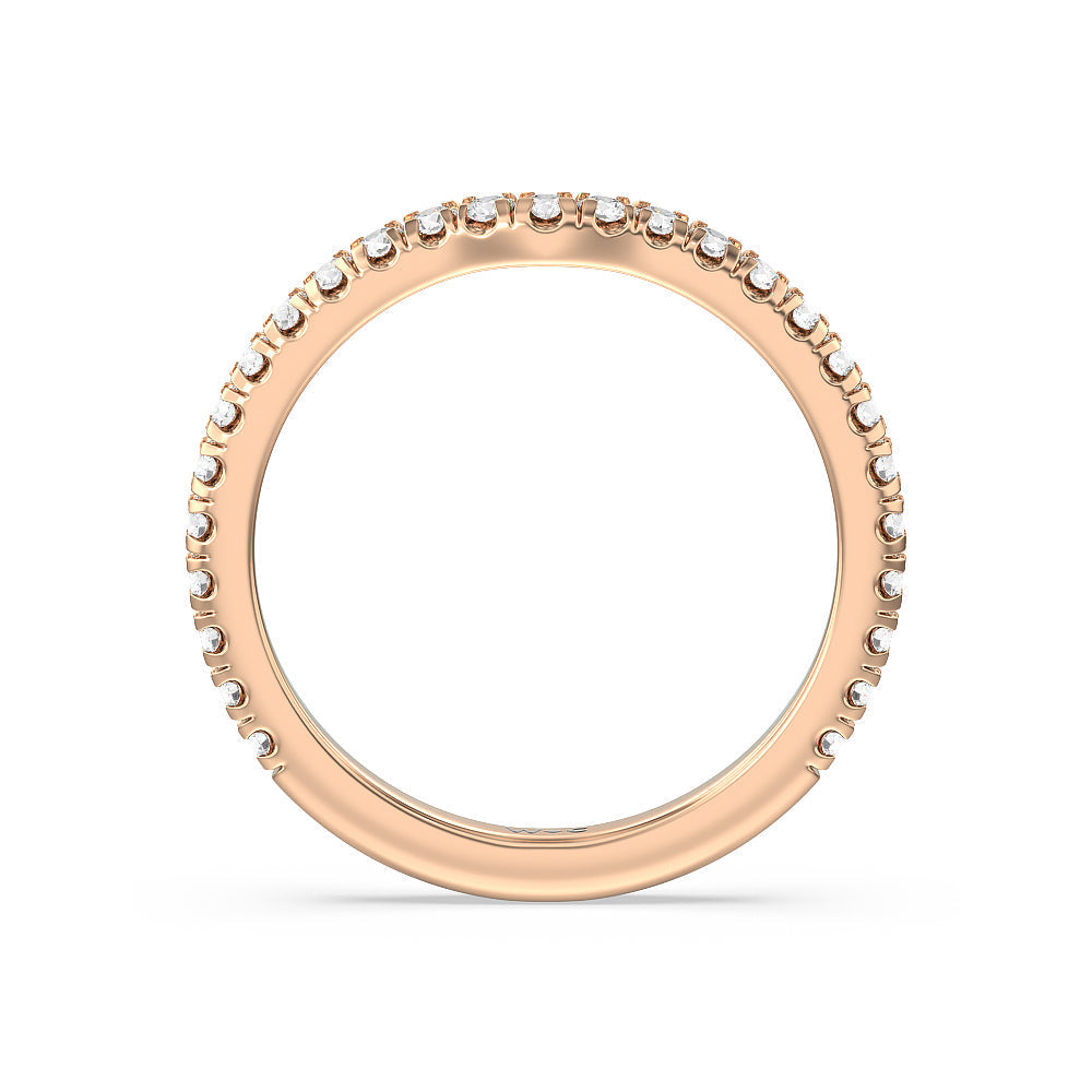 Ara Medi Micro Pave Diamond Wedding Band with 18KT Rose Gold Cut Diamond in 14KT Rose Gold view 2
