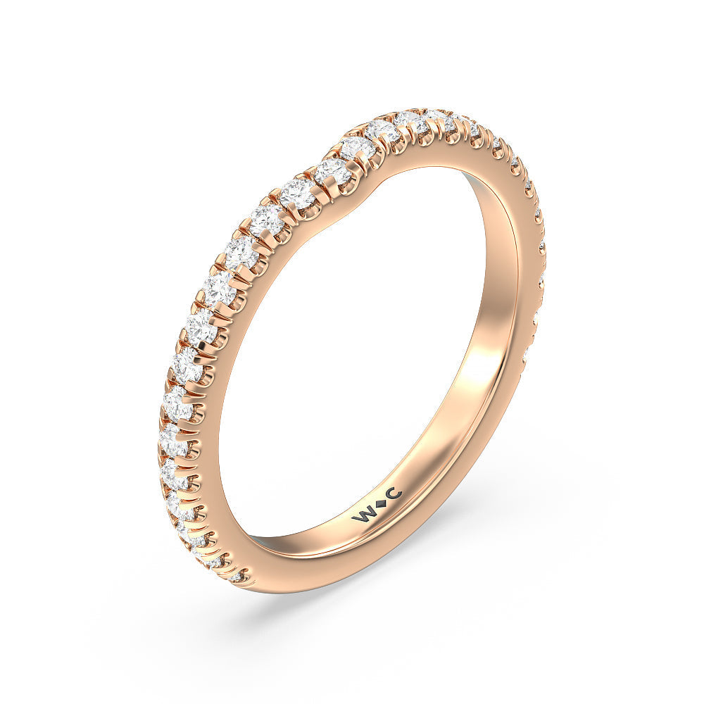 Ara Medi Micro Pave Diamond Wedding Band with 18KT Rose Gold Cut Diamond in 14KT Rose Gold view 4
