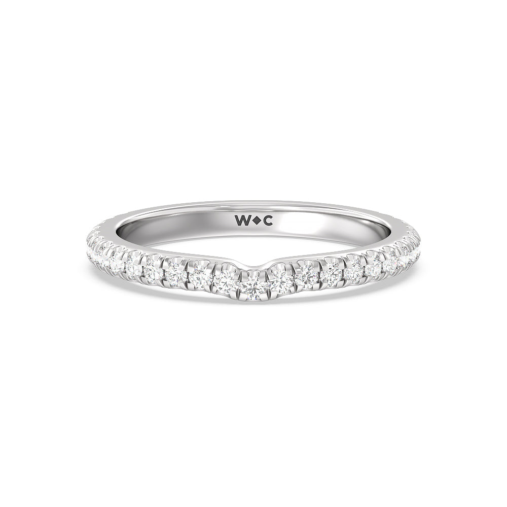 Ara Medi Micro Pave Diamond Wedding Band with Platinum Cut Diamond in 14KT Platinum view 1
