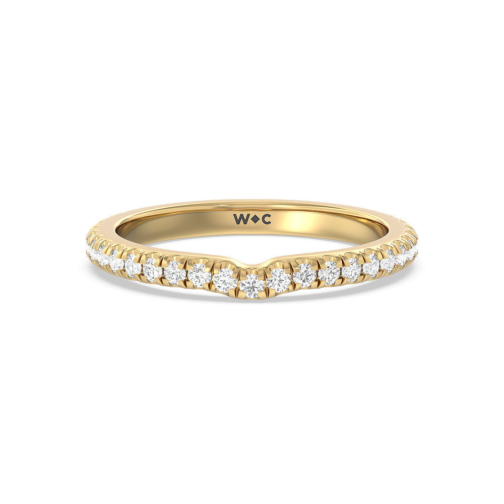 Ara Medi Micro Pave Diamond Wedding Band with 18KT Yellow Gold Cut Diamond in 14KT Yellow Gold view 1
