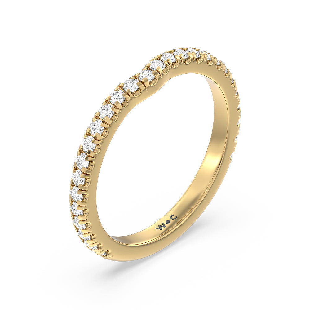 Ara Medi Micro Pave Diamond Wedding Band with 18KT Yellow Gold Cut Diamond in 14KT Yellow Gold view 4
