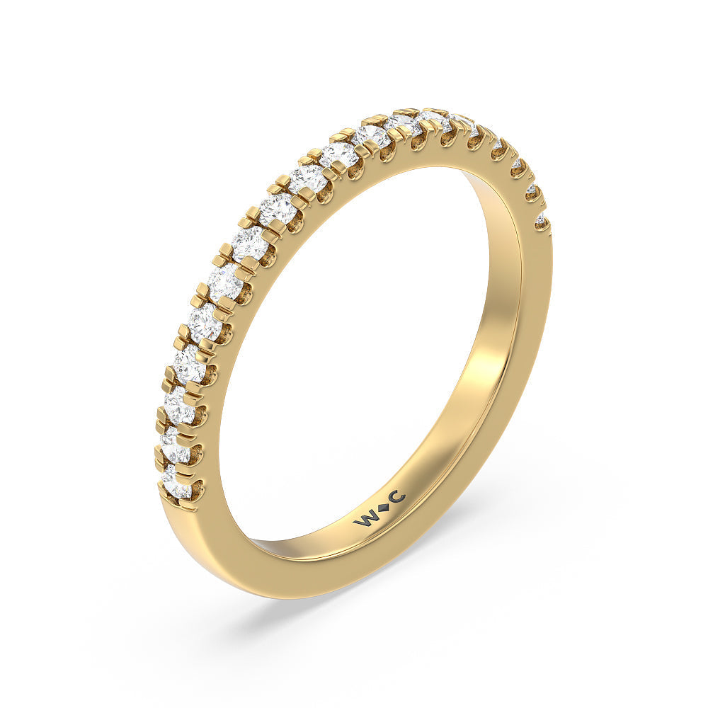 Vela Classic Pave Diamond Wedding Band with 18KT Yellow Gold Cut Diamond in 14KT Yellow Gold view 4
