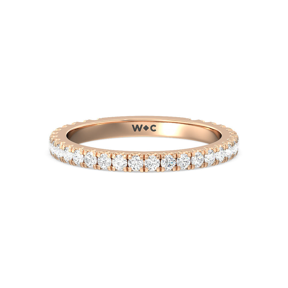Ara Midi Classic Pave Diamond Wedding Band with 18KT Rose Gold Cut Diamond in 14KT Rose Gold view 1
