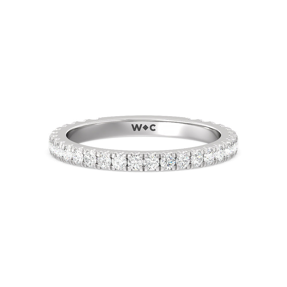 Ara Midi Classic Pave Diamond Wedding Band with Platinum Cut Diamond in 14KT Platinum view 1
