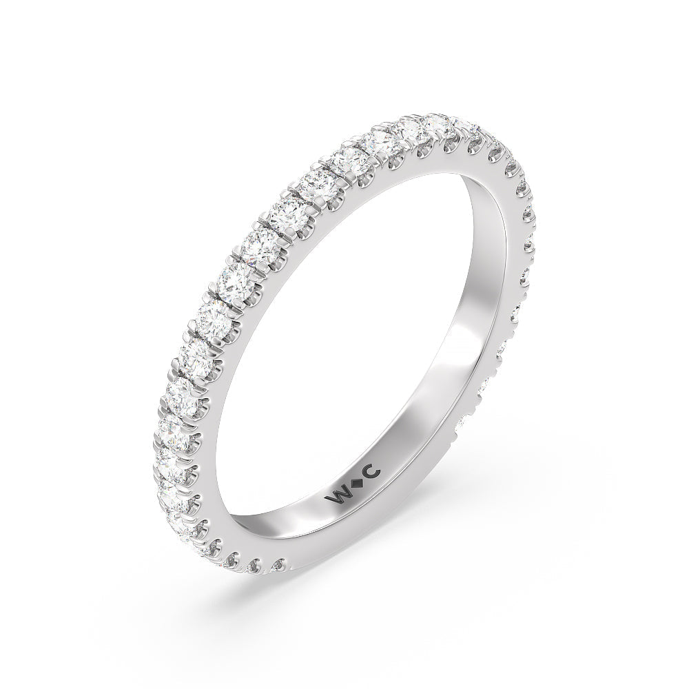 Ara Midi Classic Pave Diamond Wedding Band with Platinum Cut Diamond in 14KT Platinum view 4
