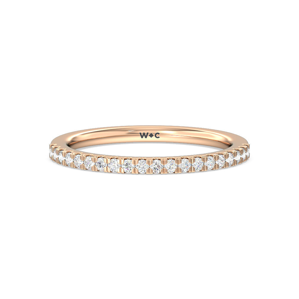 Vela Midi Hidden Halo Diamond Wedding Band with 18KT Rose Gold Cut Diamond in 14KT Rose Gold view 1
