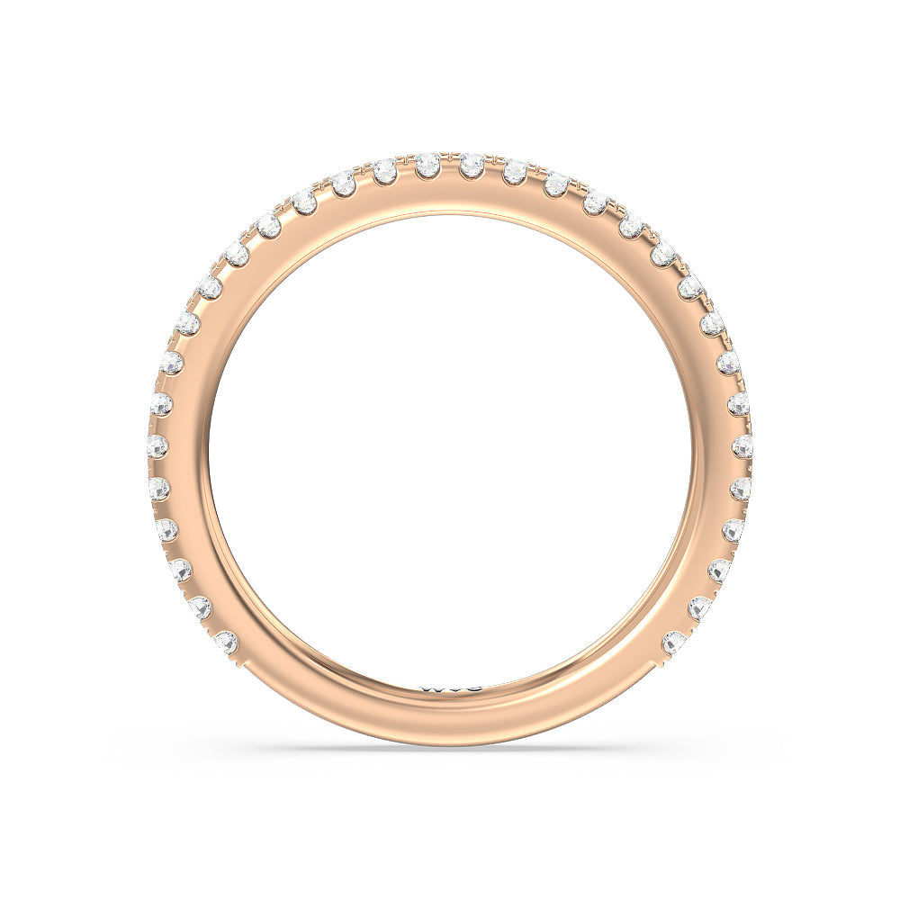 Ara Midi Hidden Halo Diamond Wedding Band with 18KT Rose Gold Cut Diamond in 14KT Rose Gold view 2

