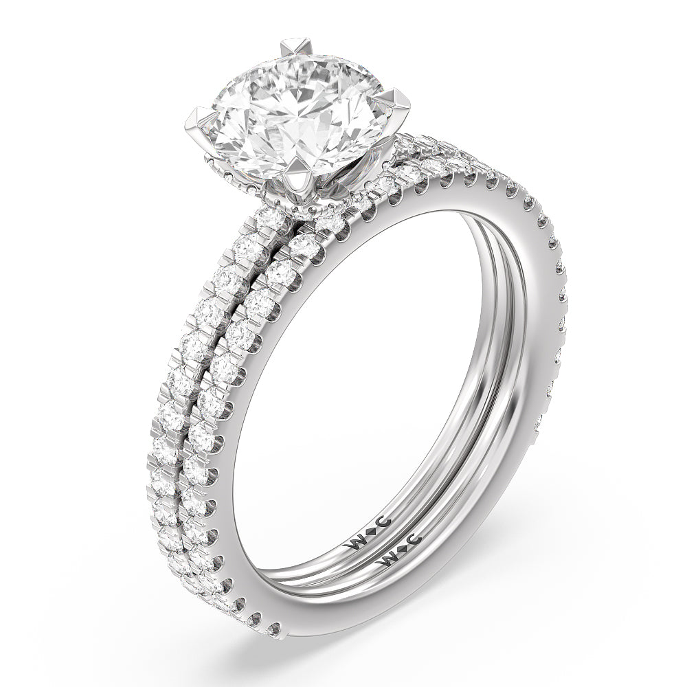 Ara Midi Hidden Halo Diamond Wedding Band with Platinum Cut Diamond in 14KT Platinum view 3
