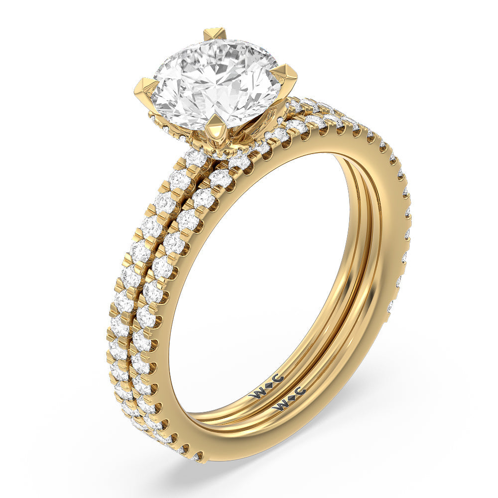 Ara Midi Hidden Halo Diamond Wedding Band with 18KT Yellow Gold Cut Diamond in 14KT Yellow Gold view 3
