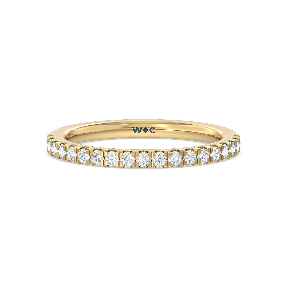 Vela Medi Hidden Halo Diamond Wedding Band with 18KT Yellow Gold Cut Diamond in 14KT Yellow Gold view 1
