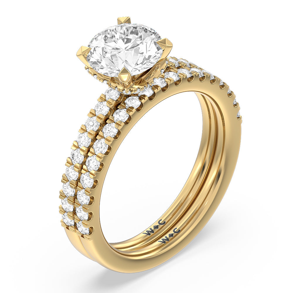 Vela Medi Hidden Halo Diamond Wedding Band with 18KT Yellow Gold Cut Diamond in 14KT Yellow Gold view 3
