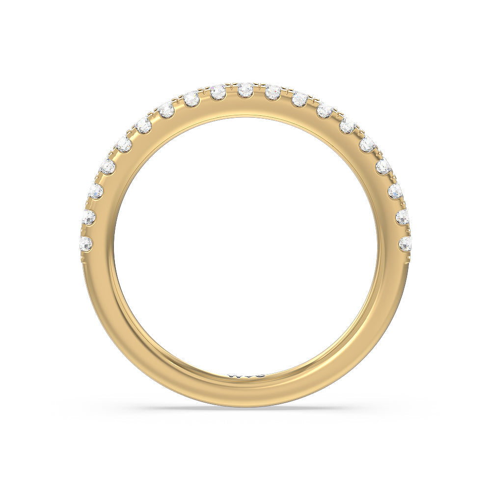 Vela Medi Hidden Halo Diamond Wedding Band with 18KT Yellow Gold Cut Diamond in 14KT Yellow Gold view 2
