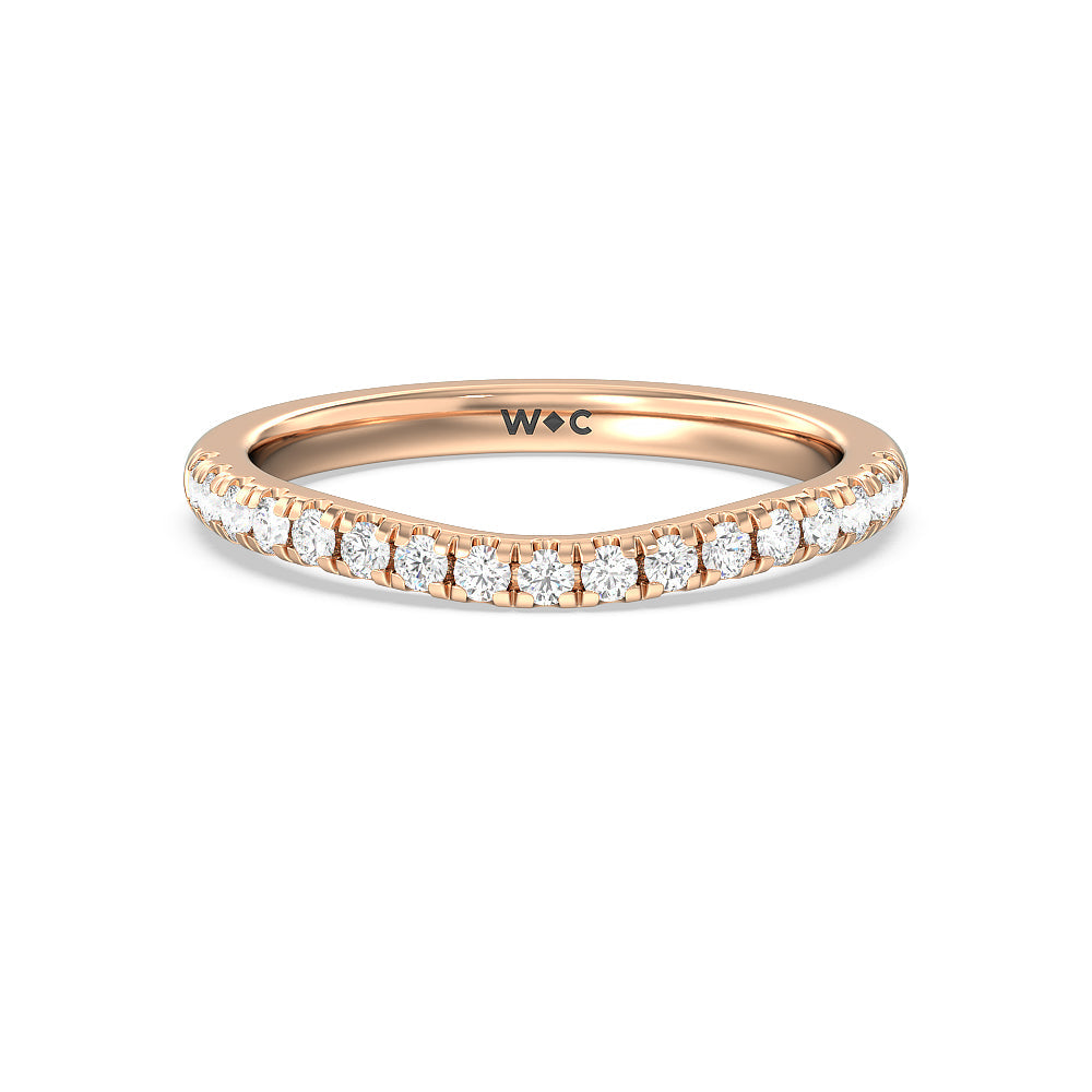 Halo Cathedral Studded Shank Floral Basket Diamond Wedding Band with 18KT Rose Gold Cut Diamond in 14KT Rose Gold view 1
