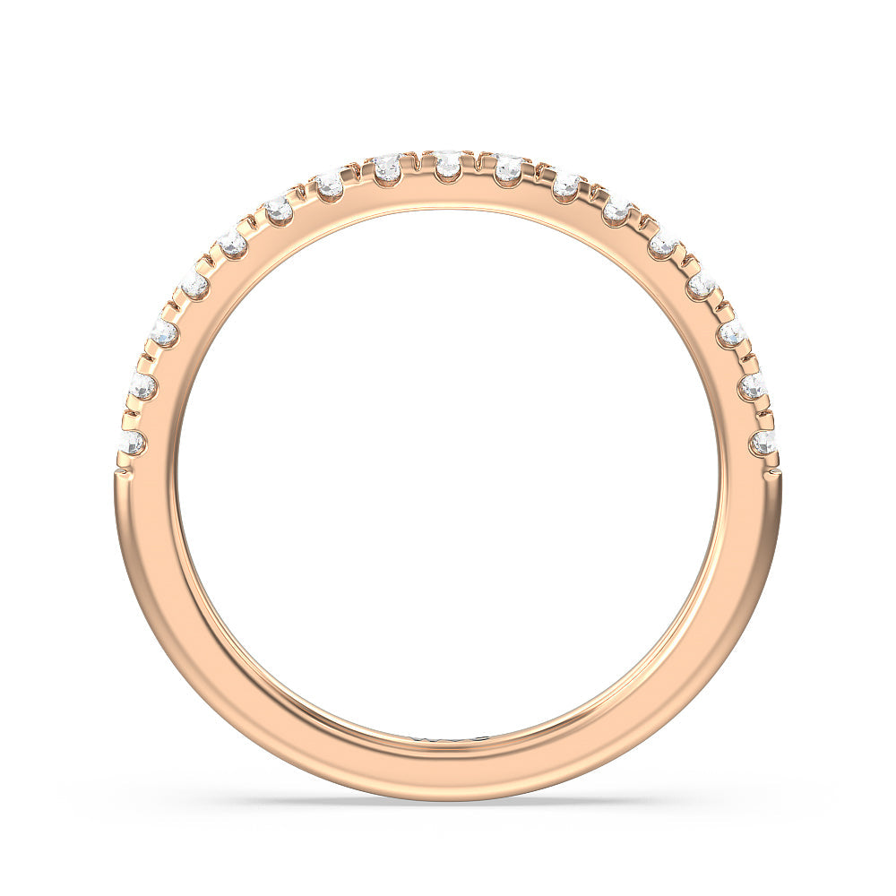 Halo Cathedral Studded Shank Floral Basket Diamond Wedding Band with 18KT Rose Gold Cut Diamond in 14KT Rose Gold view 2

