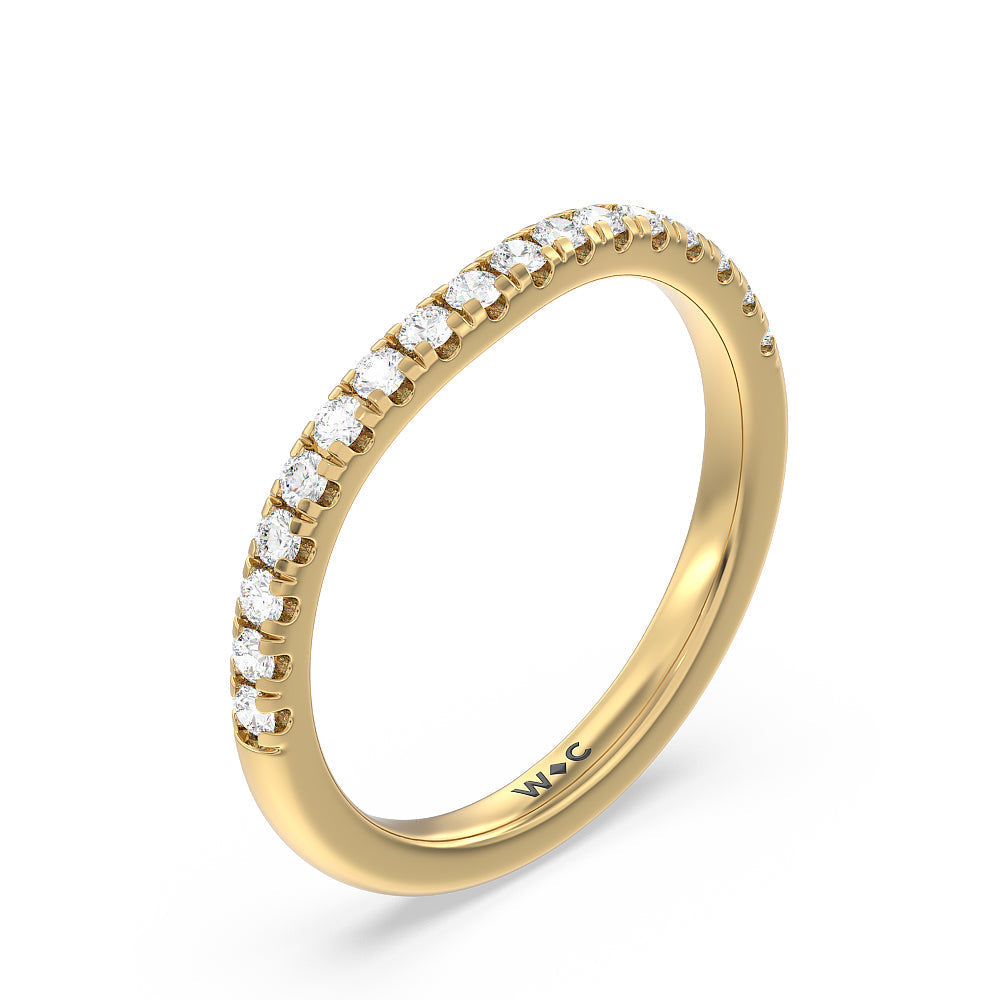 Halo Cathedral Studded Shank Floral Basket Diamond Wedding Band with 18KT Yellow Gold Cut Diamond in 14KT Yellow Gold view 4
