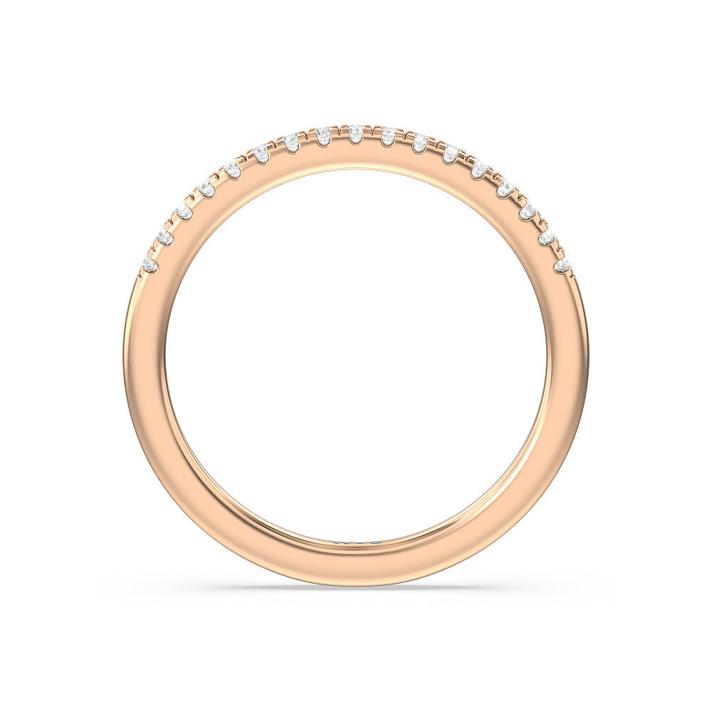 East West Halo Cathedral Wedding Band with 18KT Rose Gold Cut Diamond in 14KT Rose Gold view 4
