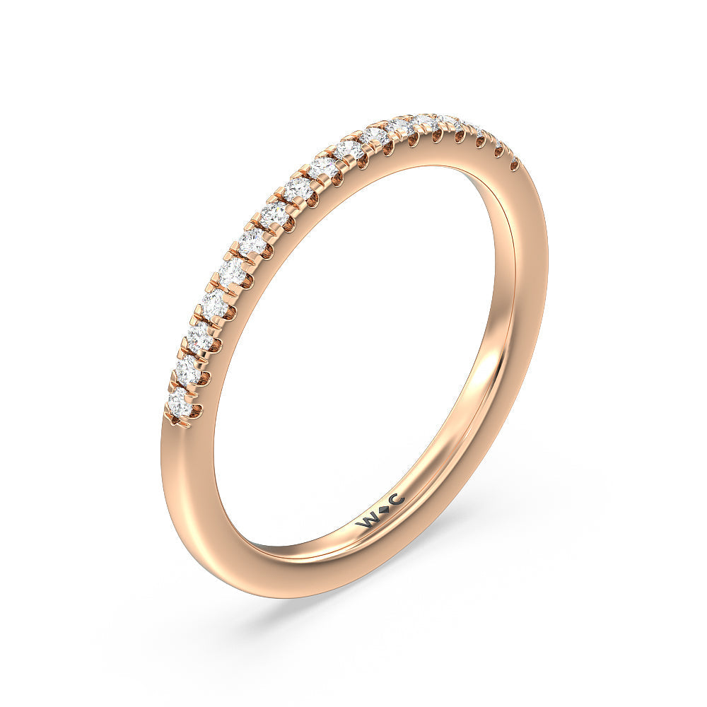 East West Halo Cathedral Wedding Band with 18KT Rose Gold Cut Diamond in 14KT Rose Gold view 2
