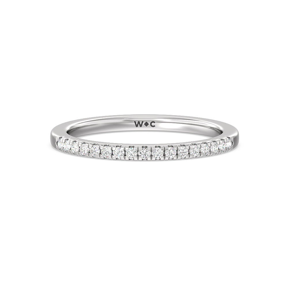East West Halo Cathedral Wedding Band with Platinum Cut Diamond in 14KT Platinum view 1
