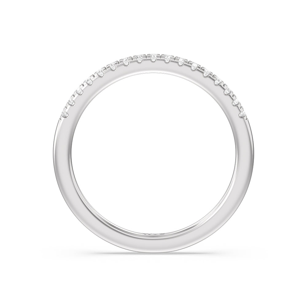 East West Halo Cathedral Wedding Band with Platinum Cut Diamond in 14KT Platinum view 4
