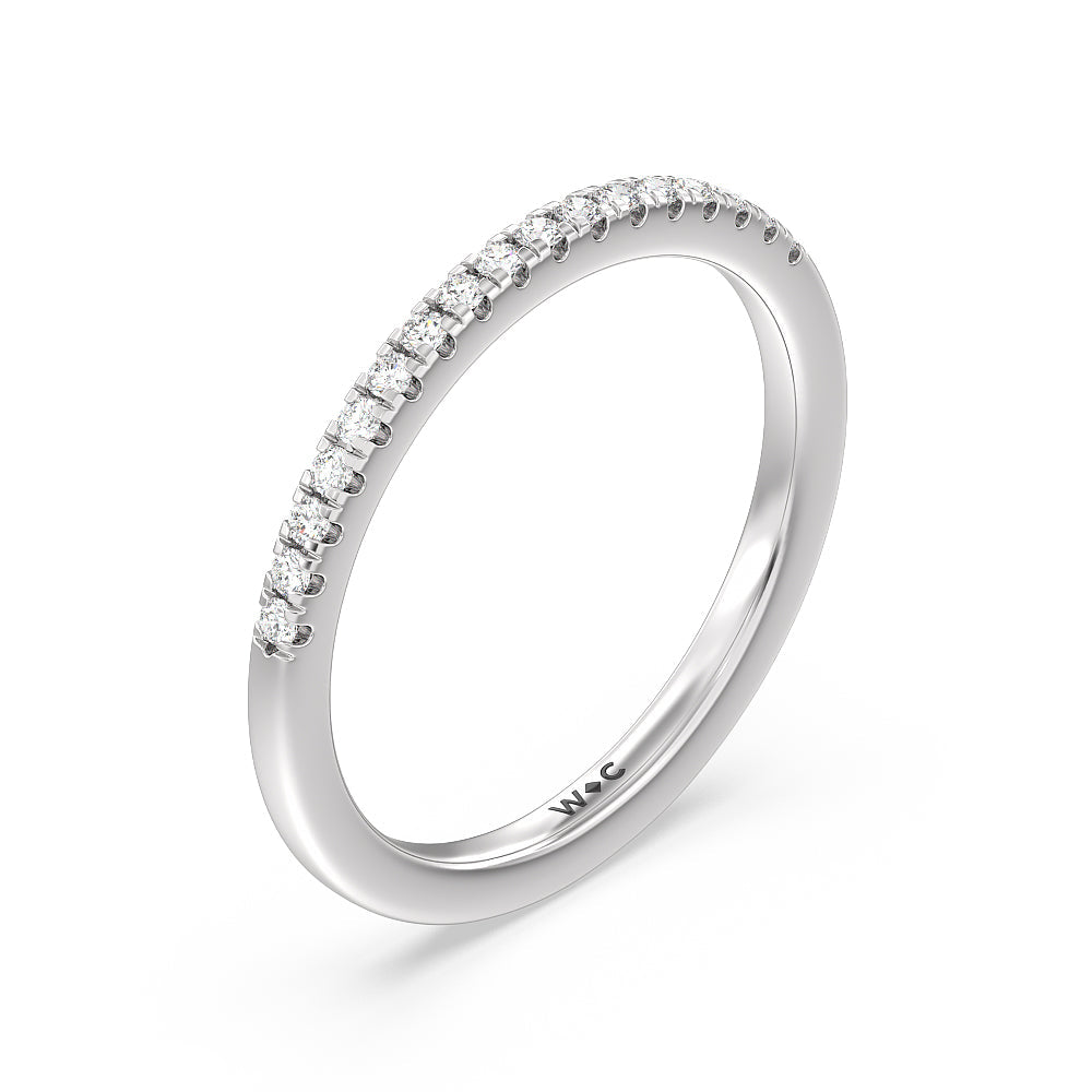 East West Halo Cathedral Wedding Band with Platinum Cut Diamond in 14KT Platinum view 2
