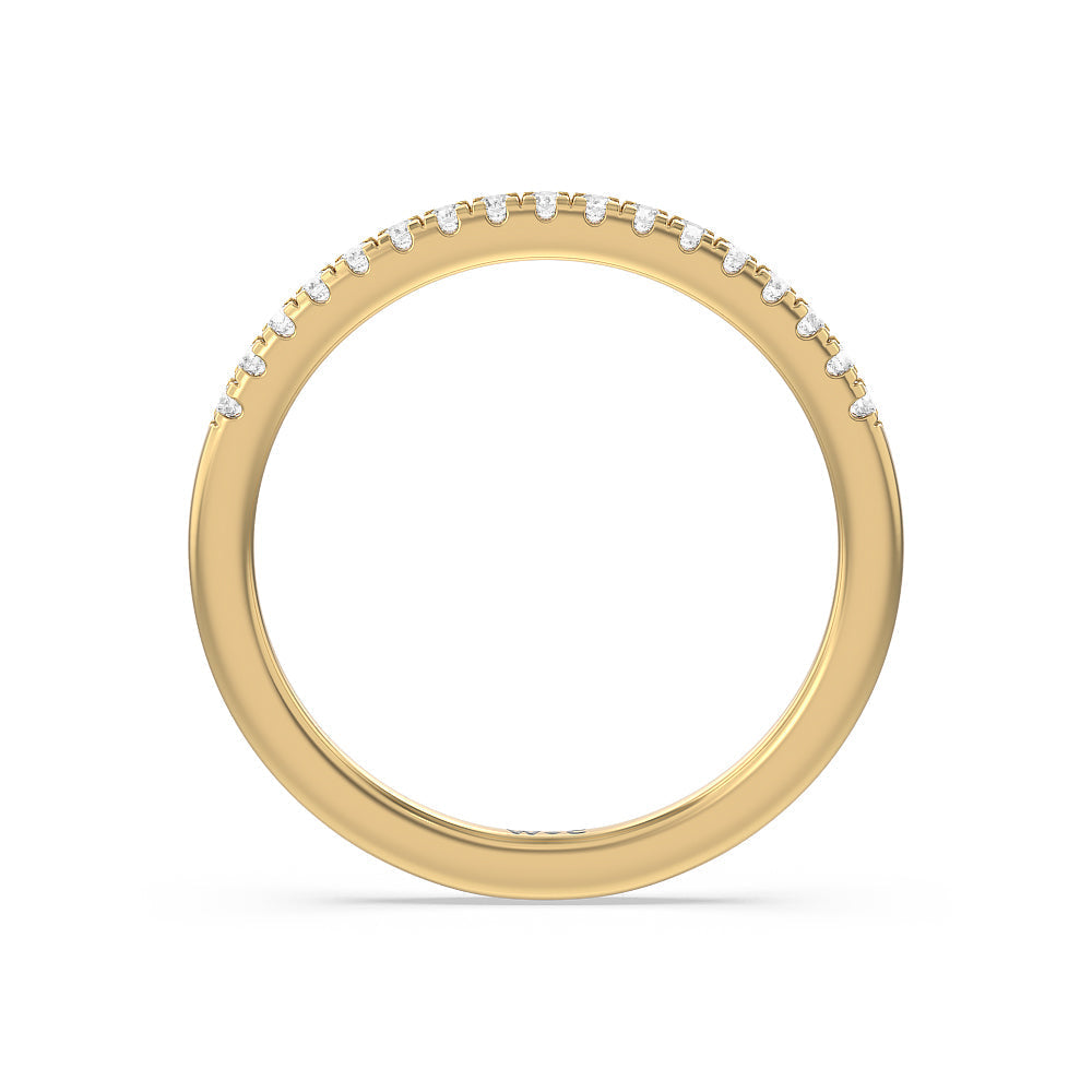 East West Halo Cathedral Wedding Band with 18KT Yellow Gold Cut Diamond in 14KT Yellow Gold view 4
