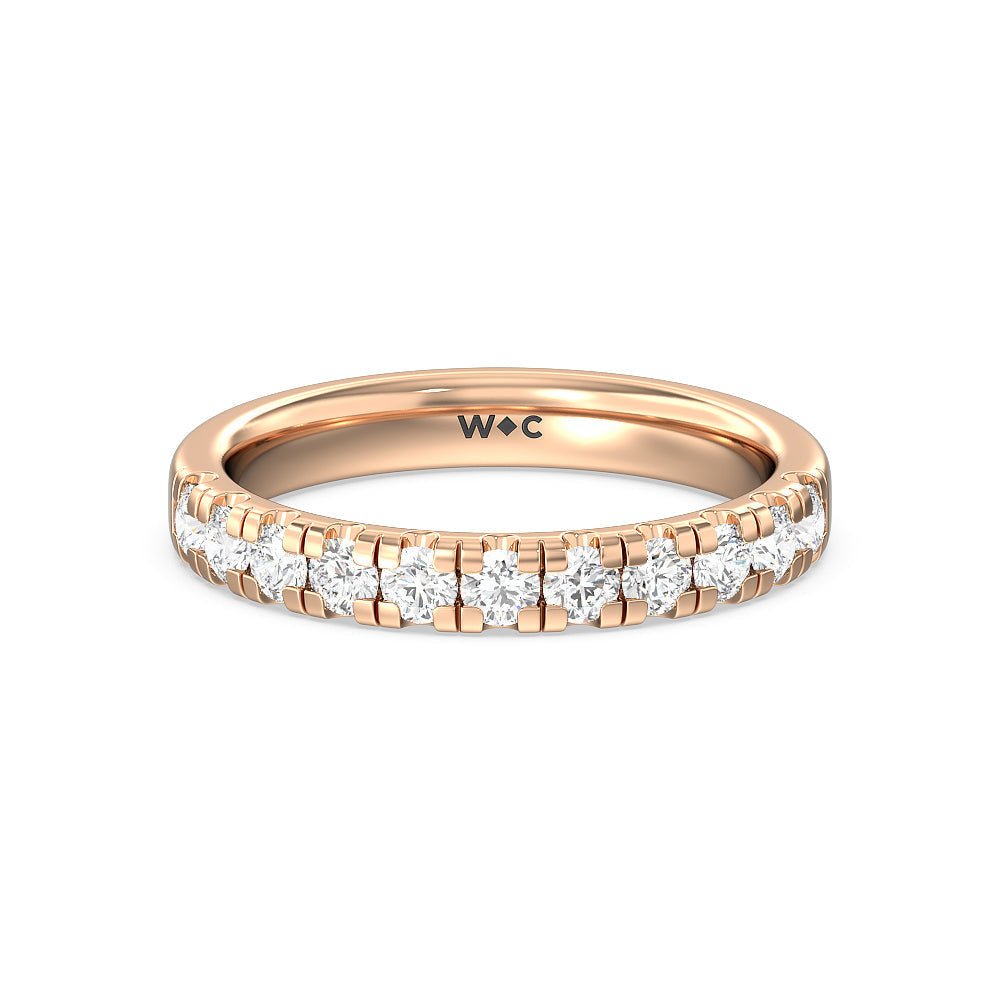 Broad Halo Cathedral Wedding Band with 18KT Rose Gold Cut Diamond in 14KT Rose Gold view 1
