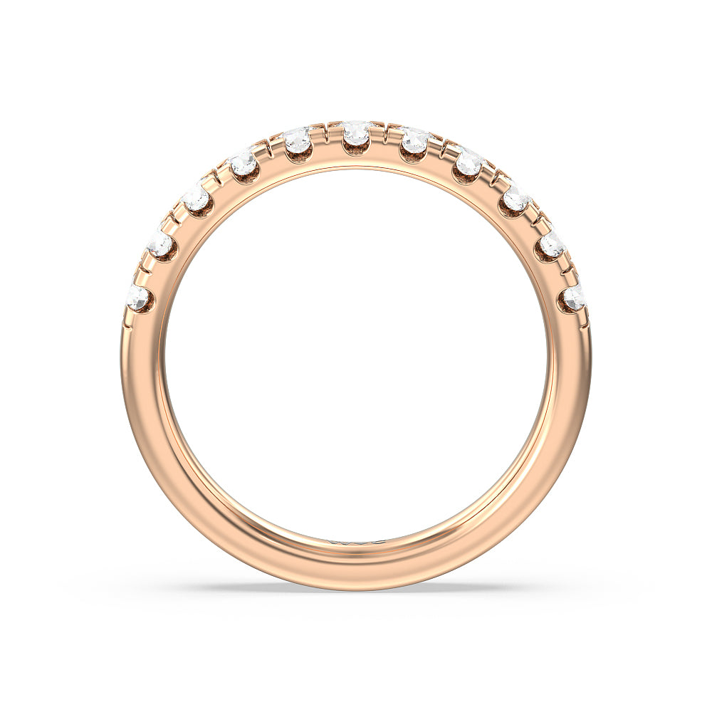 Broad Halo Cathedral Wedding Band with 18KT Rose Gold Cut Diamond in 14KT Rose Gold view 4
