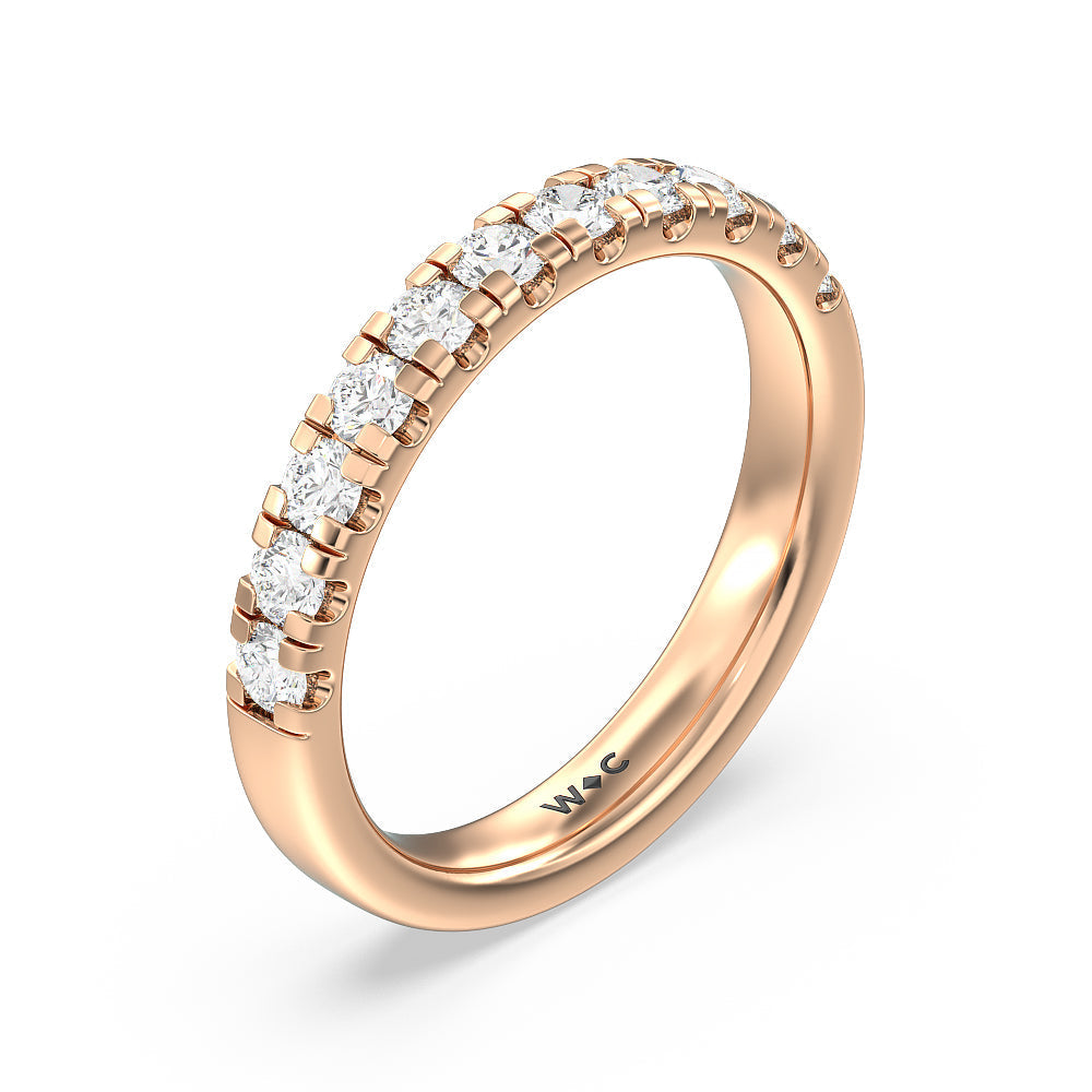 Broad Halo Cathedral Wedding Band with 18KT Rose Gold Cut Diamond in 14KT Rose Gold view 2
