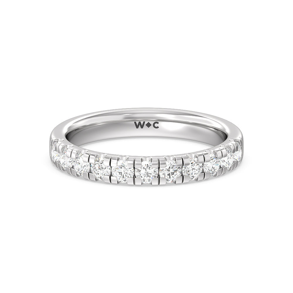 Broad Halo Cathedral Wedding Band with Platinum Cut Diamond in 14KT Platinum view 1
