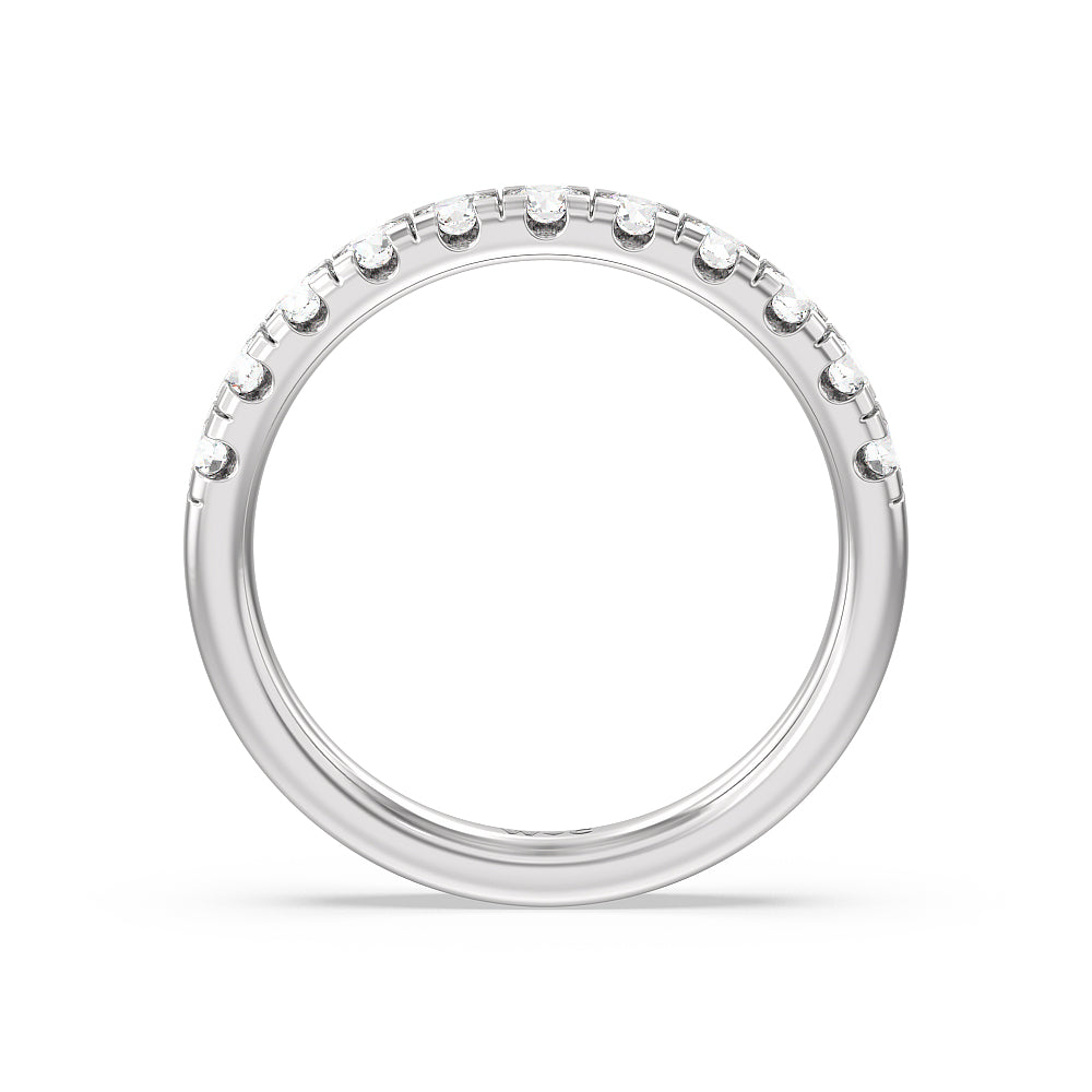 Broad Halo Cathedral Wedding Band with Platinum Cut Diamond in 14KT Platinum view 4
