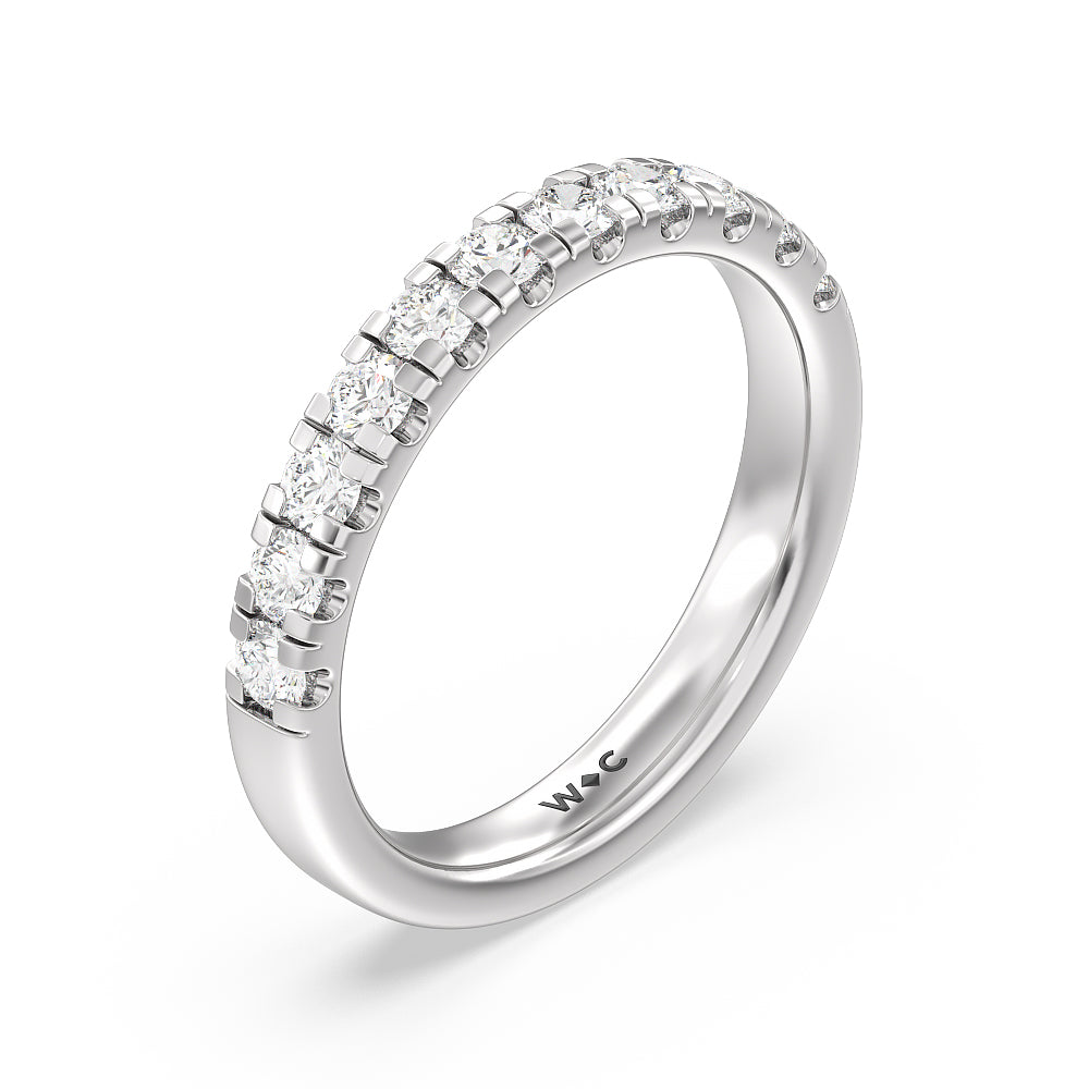Broad Halo Cathedral Wedding Band with Platinum Cut Diamond in 14KT Platinum view 2
