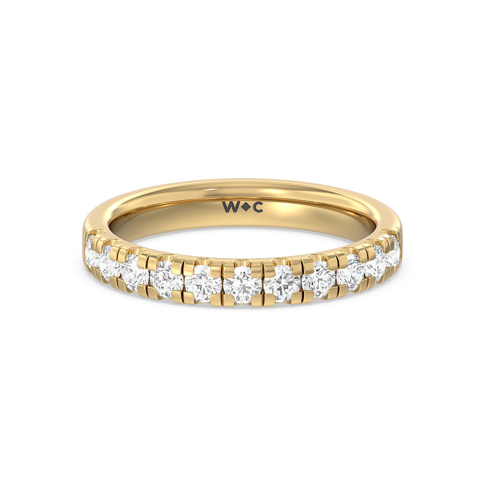 Broad Halo Cathedral Wedding Band with 18KT Yellow Gold Cut Diamond in 14KT Yellow Gold view 1

