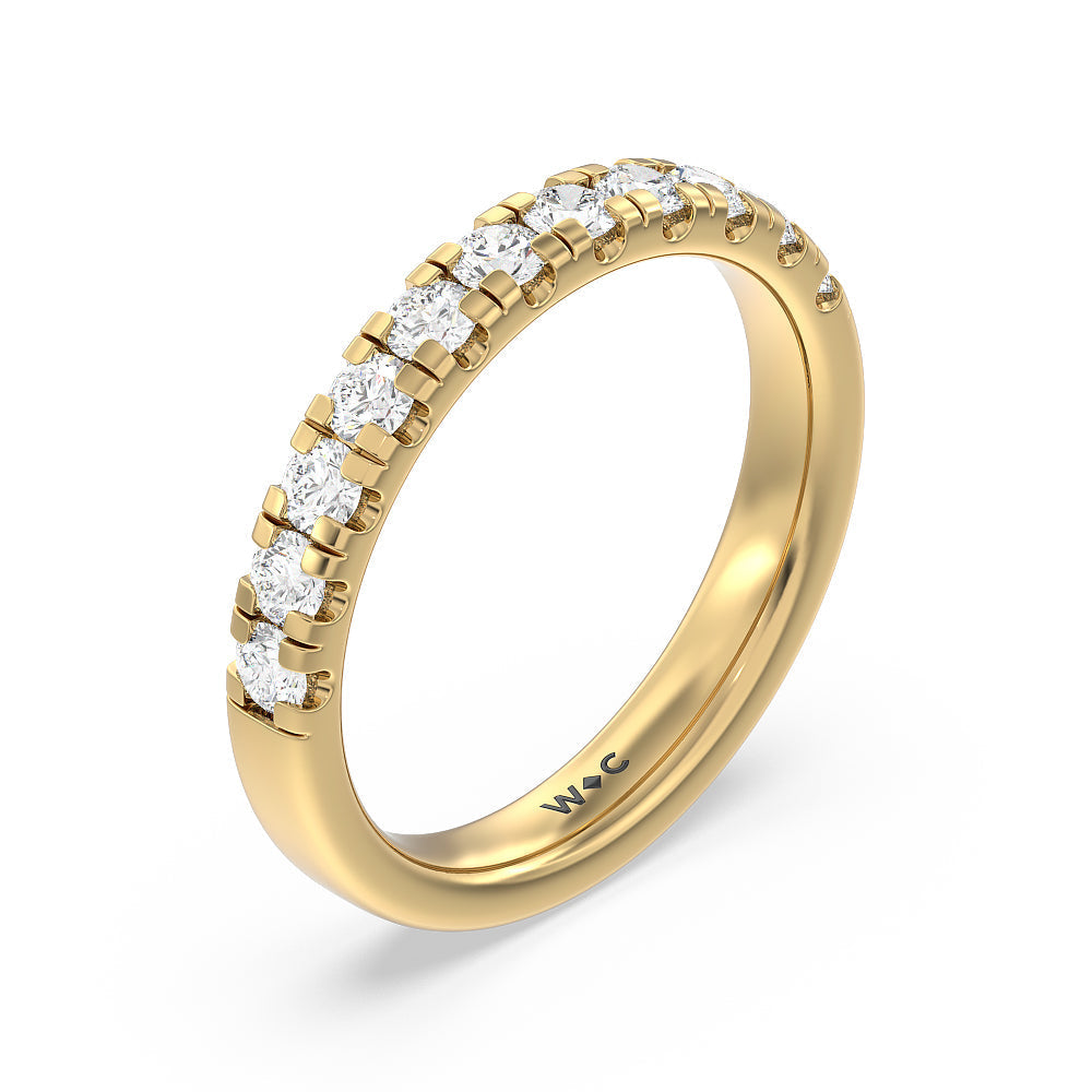 Broad Halo Cathedral Wedding Band with 18KT Yellow Gold Cut Diamond in 14KT Yellow Gold view 2
