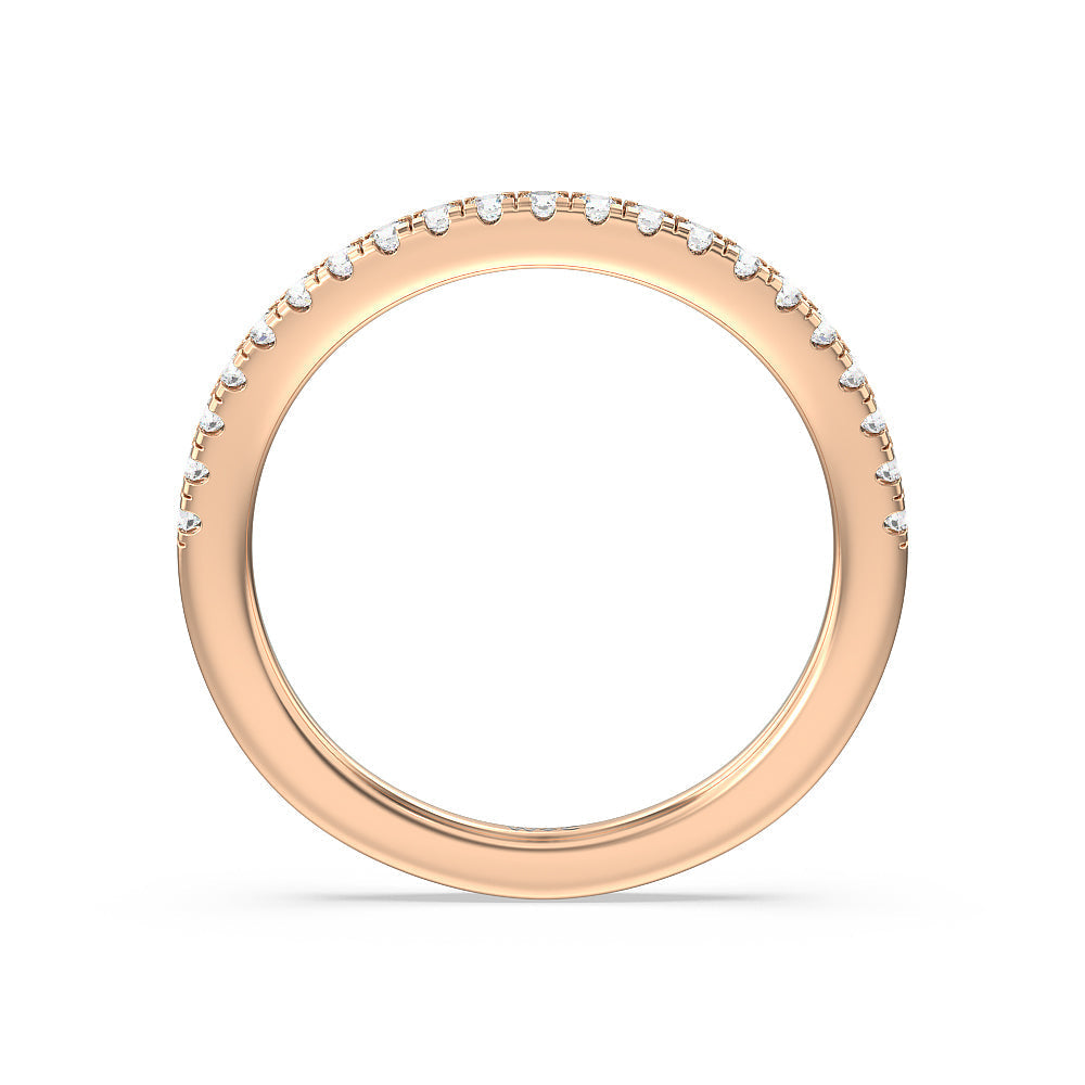 Double Halo Split Shank Cathedral Wedding Band with 18KT Rose Gold Cut Diamond in 14KT Rose Gold view 4

