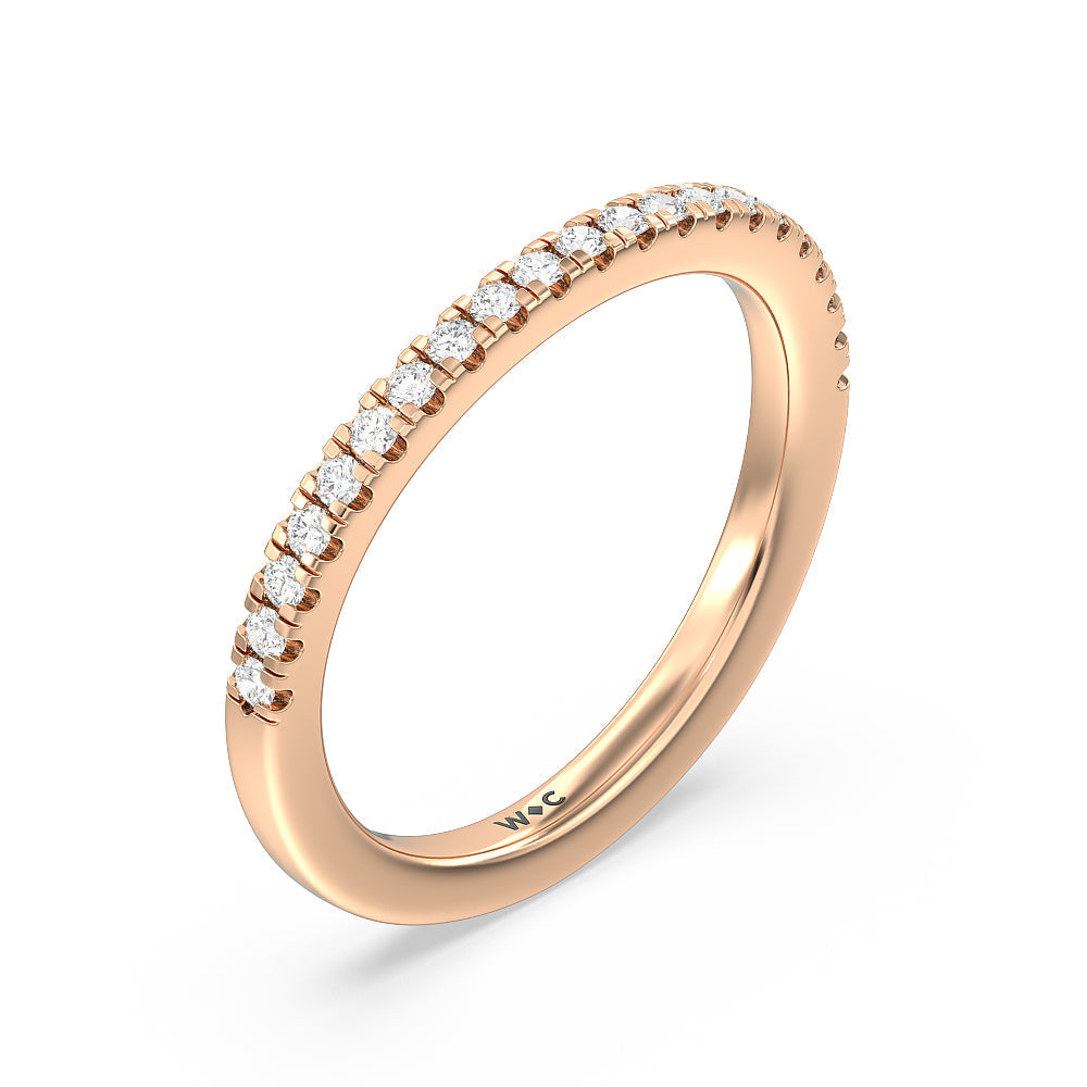 Double Halo Split Shank Cathedral Wedding Band with 18KT Rose Gold Cut Diamond in 14KT Rose Gold view 2
