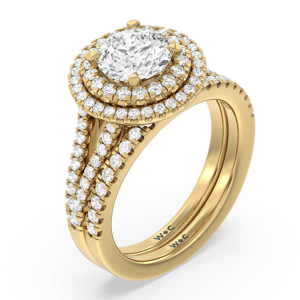 Oval Cut Double Halo Split Shank Cathedral Engagement Ring with Lab Grown Diamond in 14KT Rose Gold view 5
