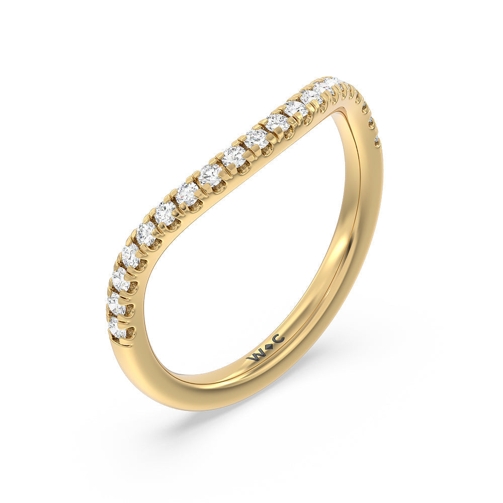 Side Stone Bridge Accent Wedding Band with 18KT Yellow Gold Cut Diamond in 14KT Yellow Gold view 2
