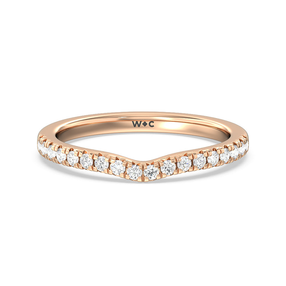Halo Cathedral Studded Diamond Wedding Band with 18KT Rose Gold Cut Diamond in 14KT Rose Gold view 1
