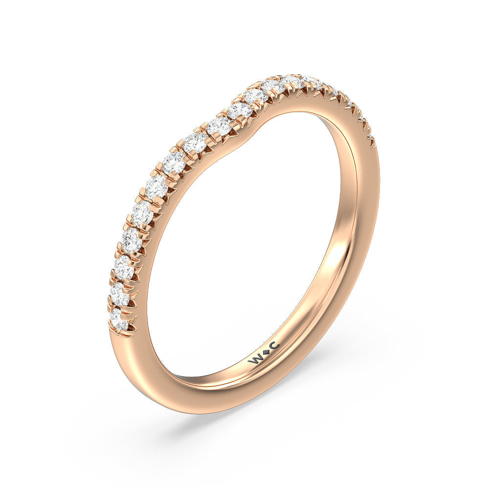Halo Cathedral Studded Diamond Wedding Band with 18KT Rose Gold Cut Diamond in 14KT Rose Gold view 2
