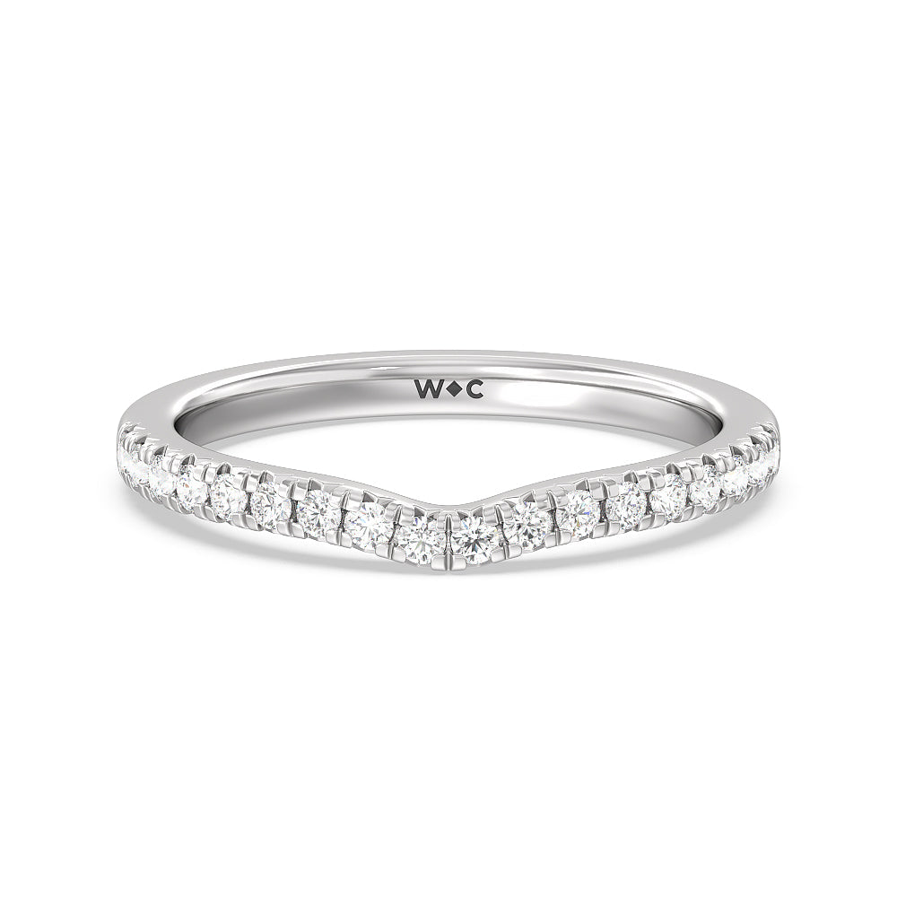 Halo Cathedral Studded Diamond Wedding Band with Platinum Cut Diamond in 14KT Platinum view 1
