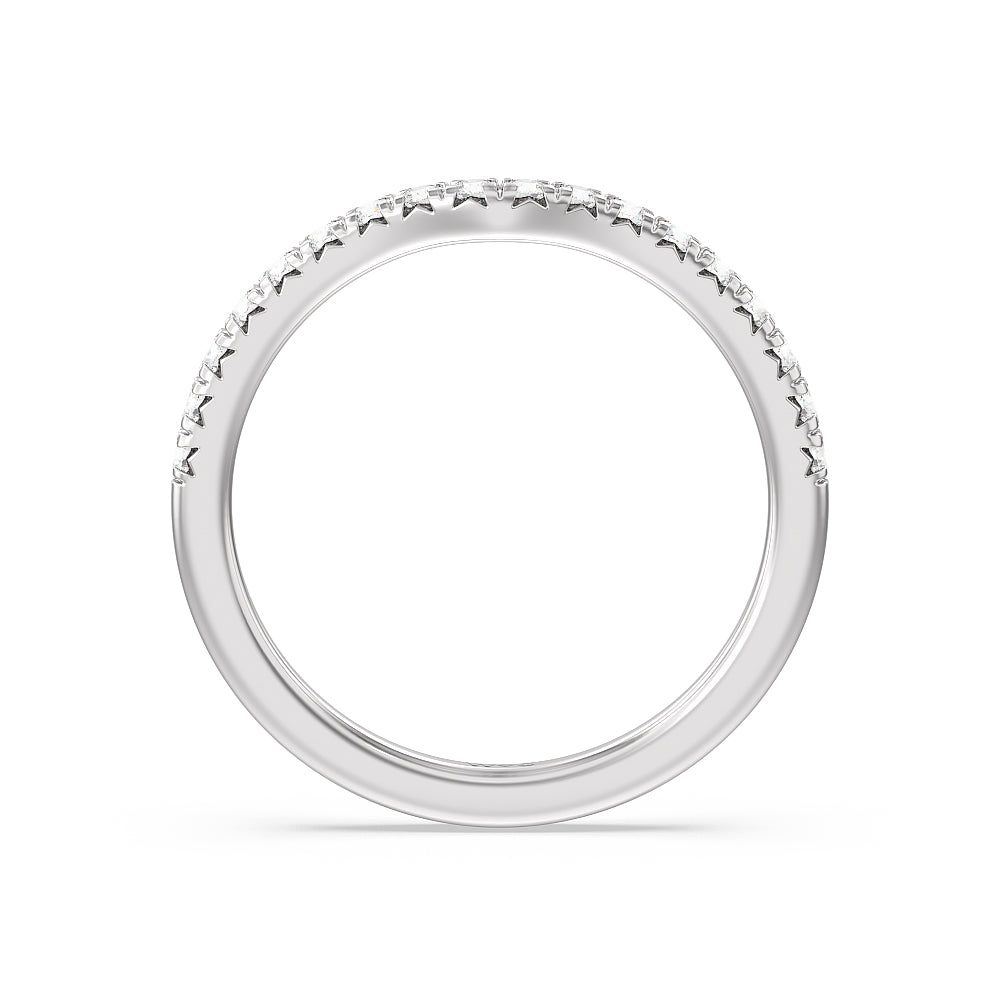 Halo Cathedral Studded Diamond Wedding Band with Platinum Cut Diamond in 14KT Platinum view 3
