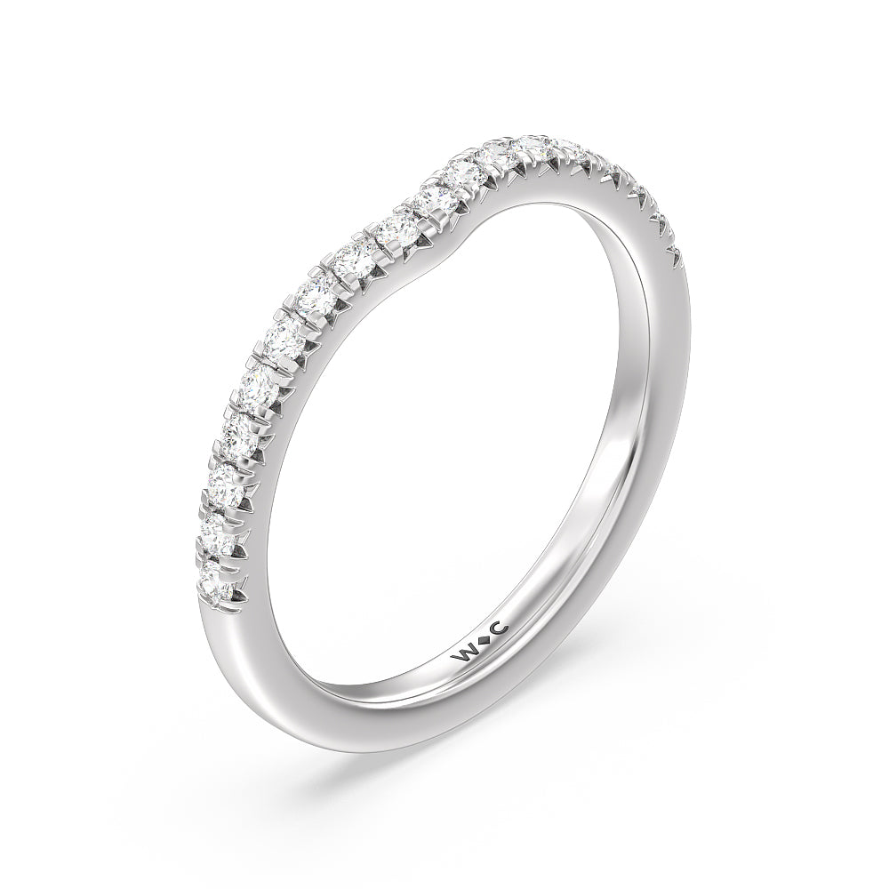 Halo Cathedral Studded Diamond Wedding Band with Platinum Cut Diamond in 14KT Platinum view 2
