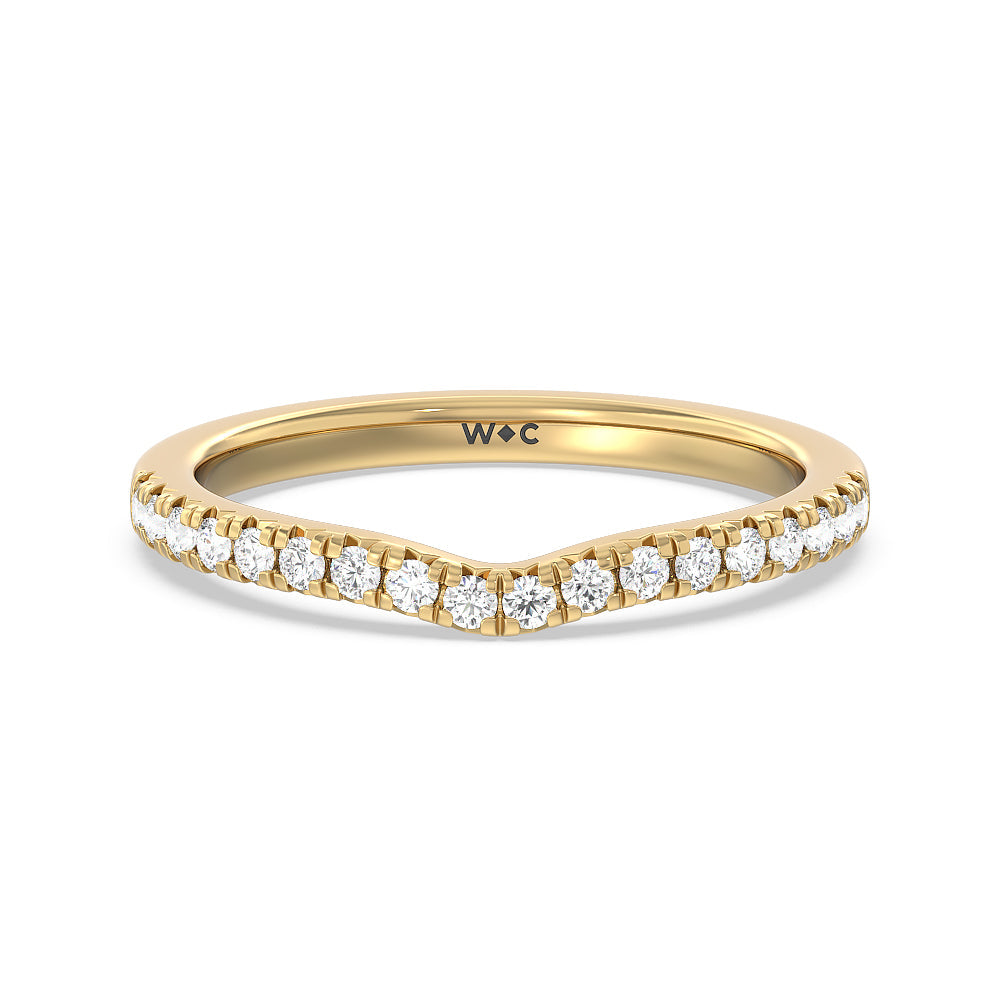 Halo Cathedral Studded Diamond Wedding Band with 18KT Yellow Gold Cut Diamond in 14KT Yellow Gold view 1
