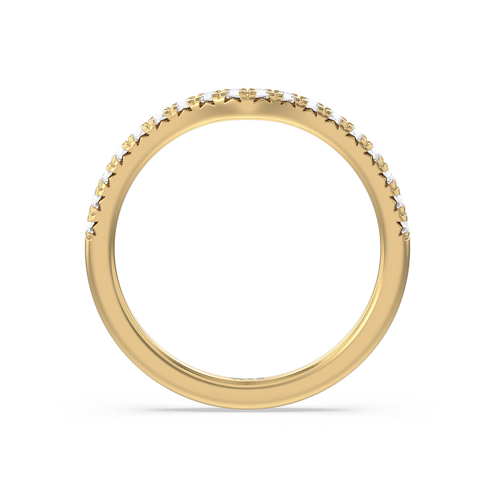 Halo Cathedral Studded Diamond Wedding Band with 18KT Yellow Gold Cut Diamond in 14KT Yellow Gold view 3
